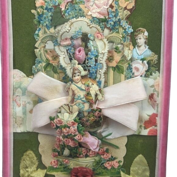 Vintage Victorian Ephemera Shadow Box: Handmade Collage Art Valentine Decor - Picture 2 of 6
